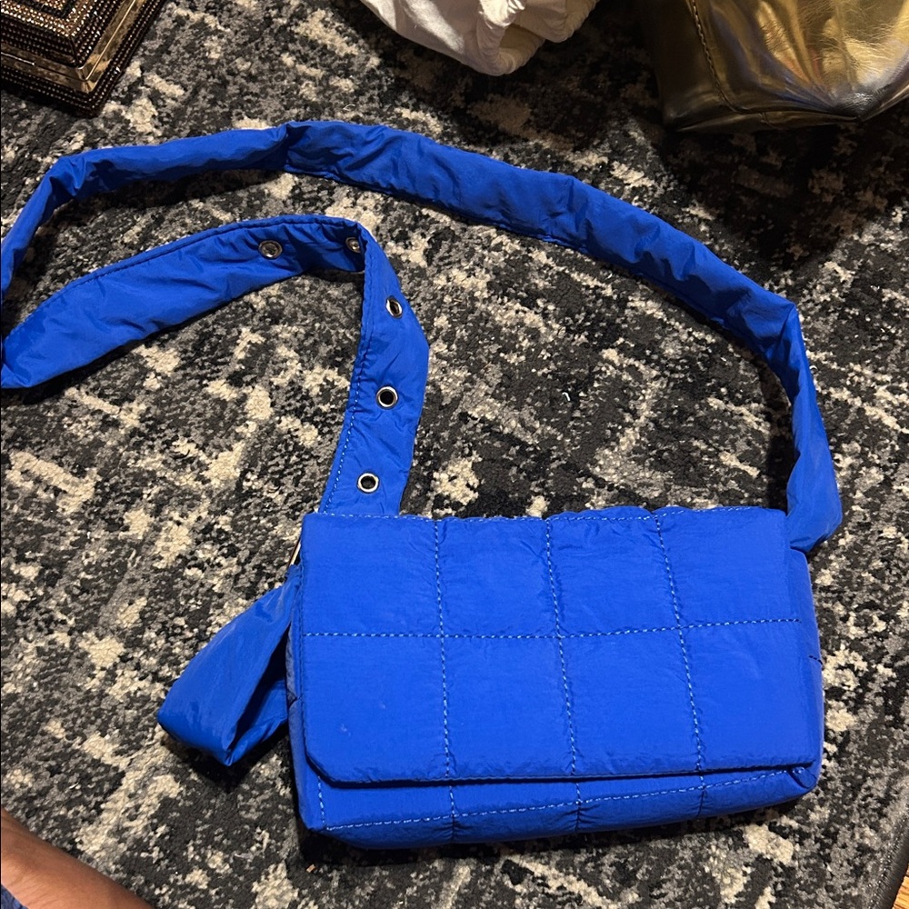 Blue Quilted Crossbody Bag